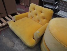 | 1x | SWOON YELLOW ARMCHAIR | MISSING FEET AND COULD DO WITH A CLEAN AS HAS DIRTY MARKS AND FOOT