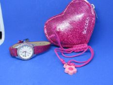 Little Tix Girls fashion watch set includes a watch, friendship bracelet and Heart shaped purse, new