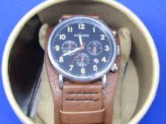 Kahuna leather strapped watch, new and ticking