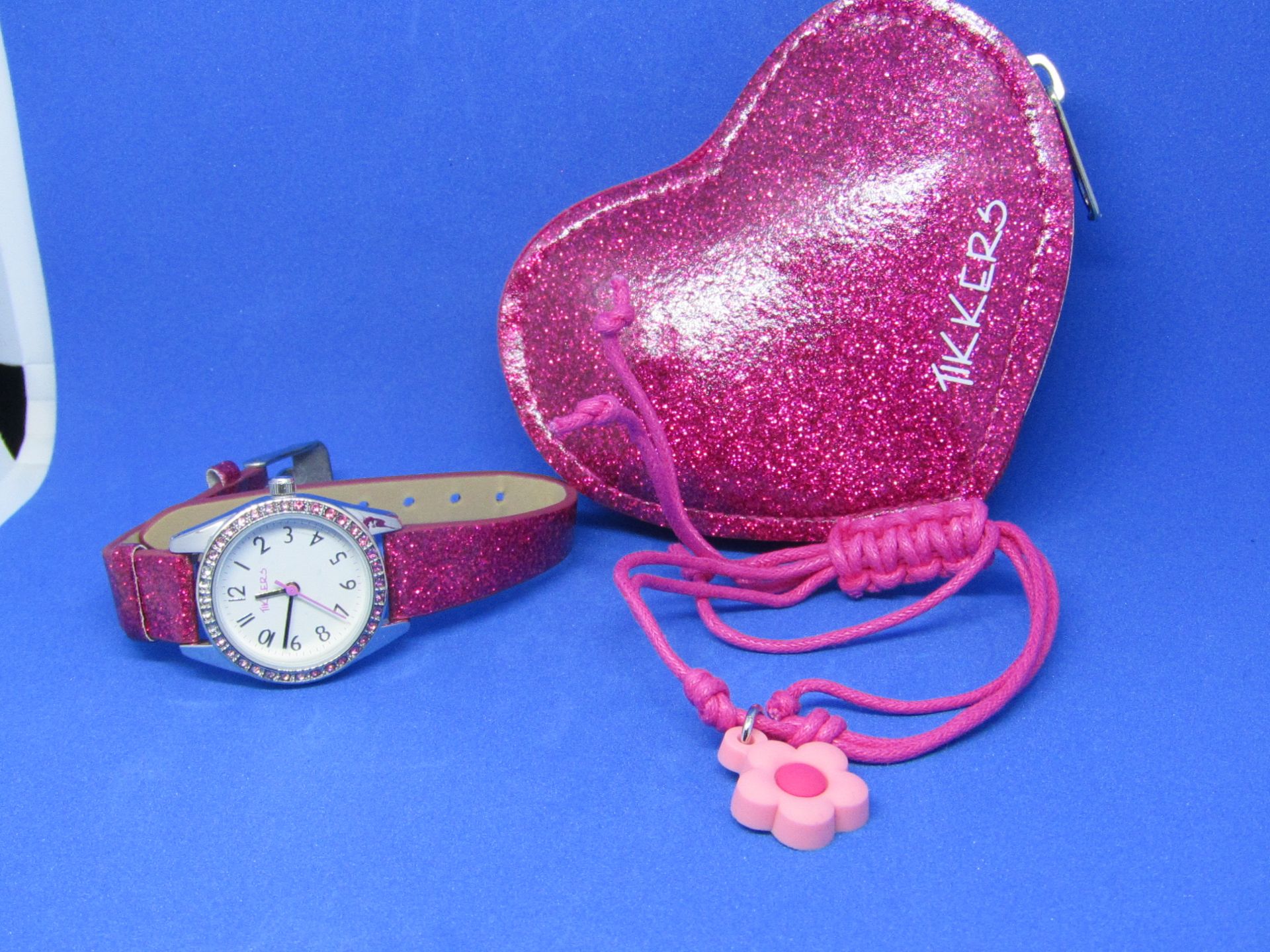 Little Tix Girls fashion watch set includes a watch, friendship bracelet and Heart shaped purse, new