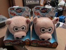 2x Chuck Imals - Talking Pig Teddie - Look New & Boxed.