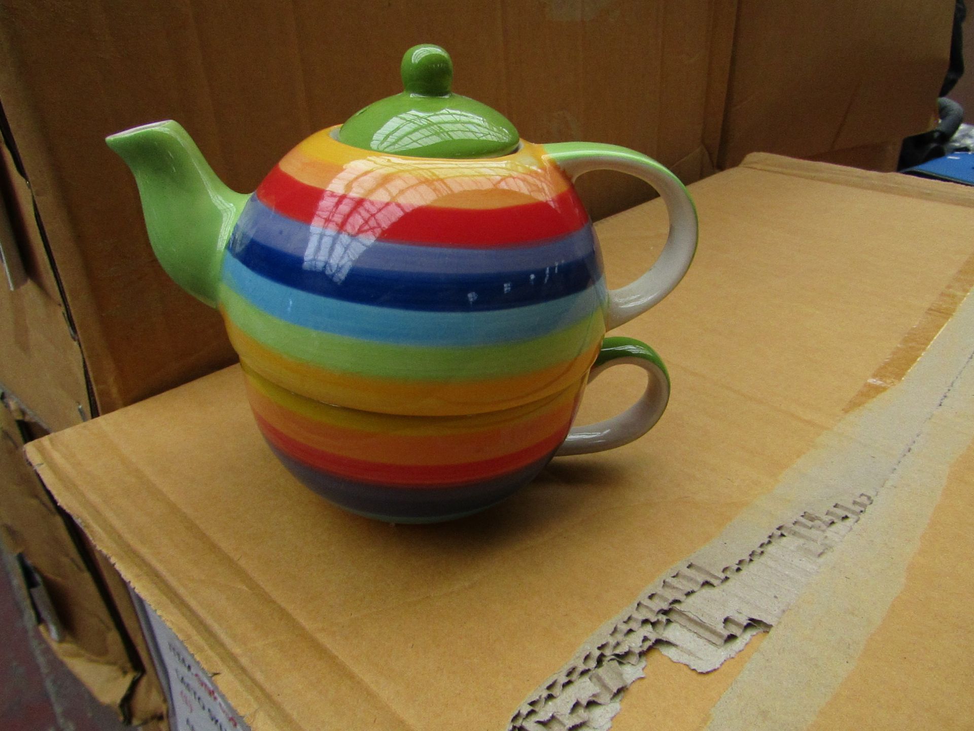 2x Rainbow - One Cup Teapot - New & Packaged.
