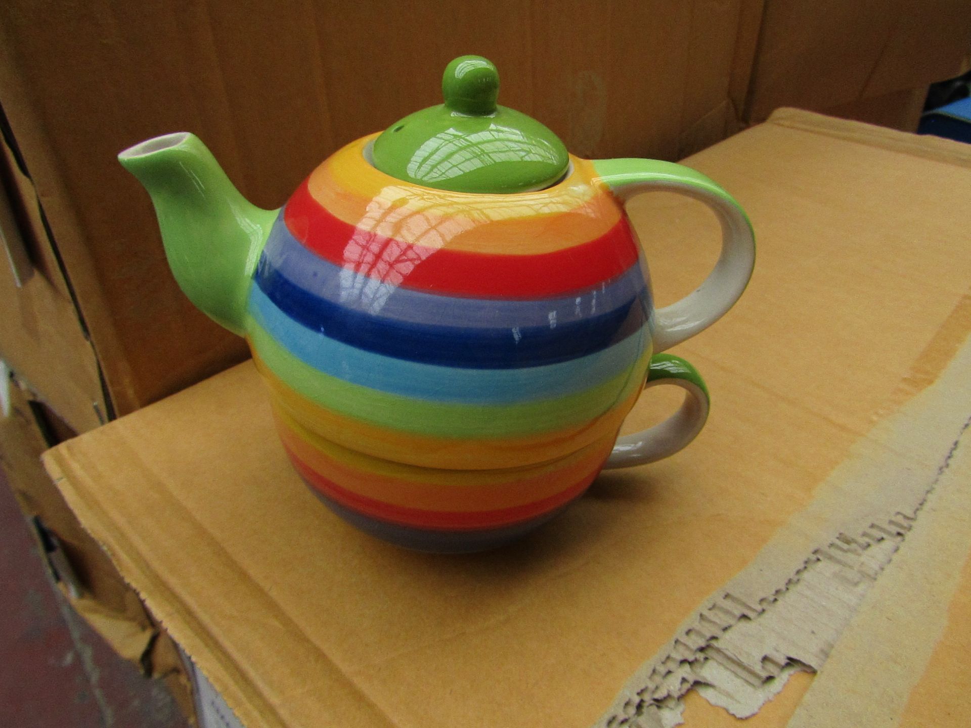 2x Rainbow - One Cup Teapot - New & Packaged.