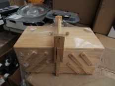 Wooden Sewing Box - Handle Needs attention.
