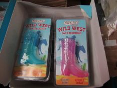 Box of 12 Airpure Wild West Car Fresheners. Unused & Packaged