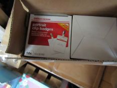 4 x Boxes of 50 Office Depot Portrait Clip Badges with Cards. 60mm x 90mm. New & Boxed