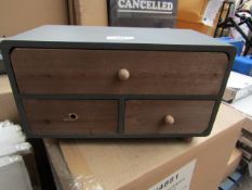 Small Storage Box 3 Draws - One Door Knob Missing.