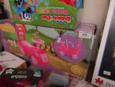 2x Various Toys : 1x Bubble Fun - Bubble Car Battery - Boxed. 1x Walk & Drive - Girls Ride on