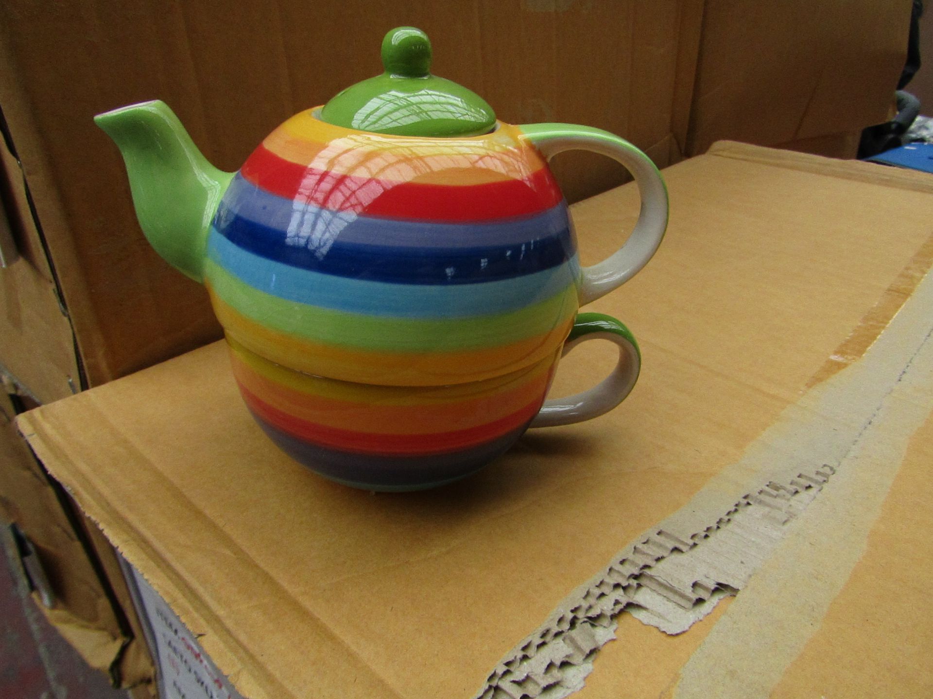 2x Rainbow - One Cup Teapot - New & Packaged.