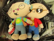 2x Family Guy Stewie 54cm teddy. See Image For Design. Unused with Tags.