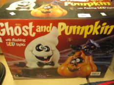 Ghost & Pumpkin with Flashing LED Lights. Boxed but untested