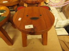 Small kids Wooden Stool. 26cm Tall x 28cm Diameter. See Image For Design