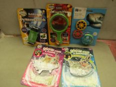 5x Various Toys from Brainstorm : 1x Outdoor Magnifier 1x Outdoor Dynamo Torch 1x Glow Stars &