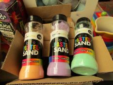 Rainbow Eco Play - Box of 6 Pastel Sands (Approx 220g Per Shaker Assorted Colours) - Boxed.