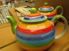 2x Rainbow - Large Teapot - New & Packaged.