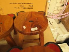 Small kids Wooden Stool. 26cm Tall x 28cm Diameter. See Image For Design