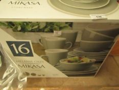 16 Piece Grey Dinner set. A couple of items have small chips