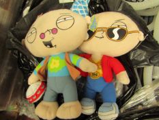 2x Family Guy Stewie 54cm teddy. See Image For Design. Unused with Tags.