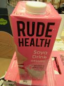 6x Rude Health - Soya Drink Organic (Gluten Free) - 1 Litre - BB2021.