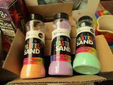 Rainbow Eco Play - Box of 6 Pastel Sands (Approx 220g Per Shaker Assorted Colours) - Boxed.