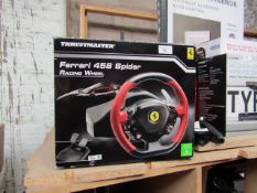 Thrustmaster Ferrari 458 Spider racing wheel for XBOX ONE, untested but complete and boxed. RRP £