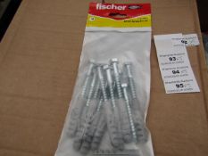 5x Fischer - Coach Screw 8 x 70 (Packs of 10) - New & Packaged.