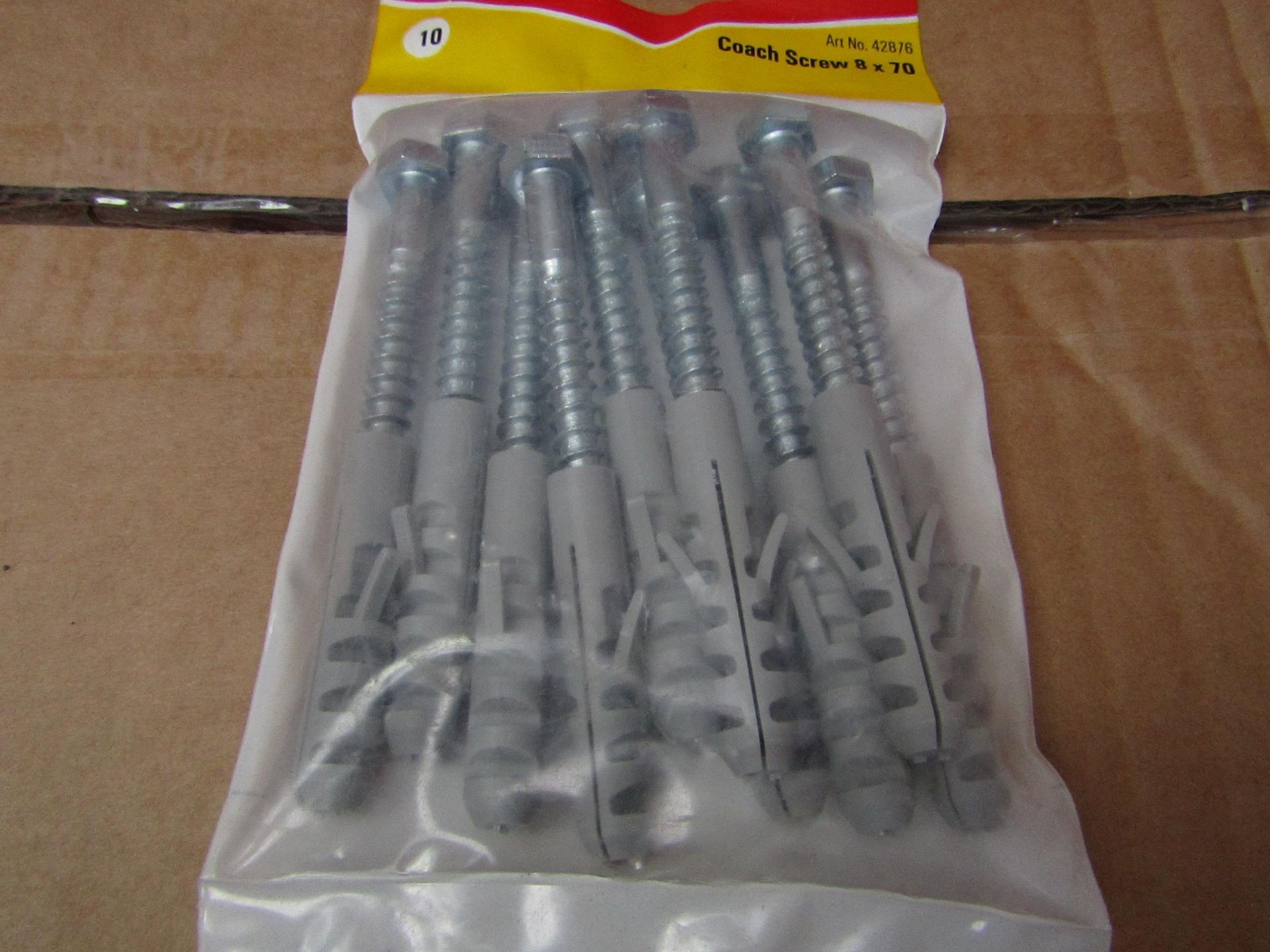 5x Fischer - Coach Screw 8 x 70 (Packs of 10) - New & Packaged.