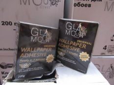 Box of 20x 200g packets of Glamour Effect extra strong Universal wall paper adhesive - New & Boxed.