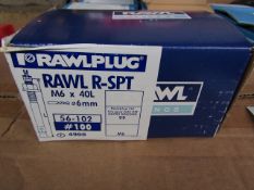 Rawl Fixing - Rawl Plug R-SPT M6 x 40L (6mm Drill Diameter) Box of 100 - New & Boxed.
