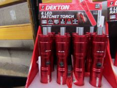 1x Dekton 6 LED ratchet torch with 6 Screw driver Bits in the base - New.