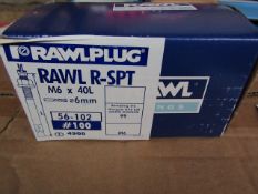 Rawl Fixing - Rawl Plug R-SPT M6 x 40L (6mm Drill Diameter) Box of 100 - New & Boxed.