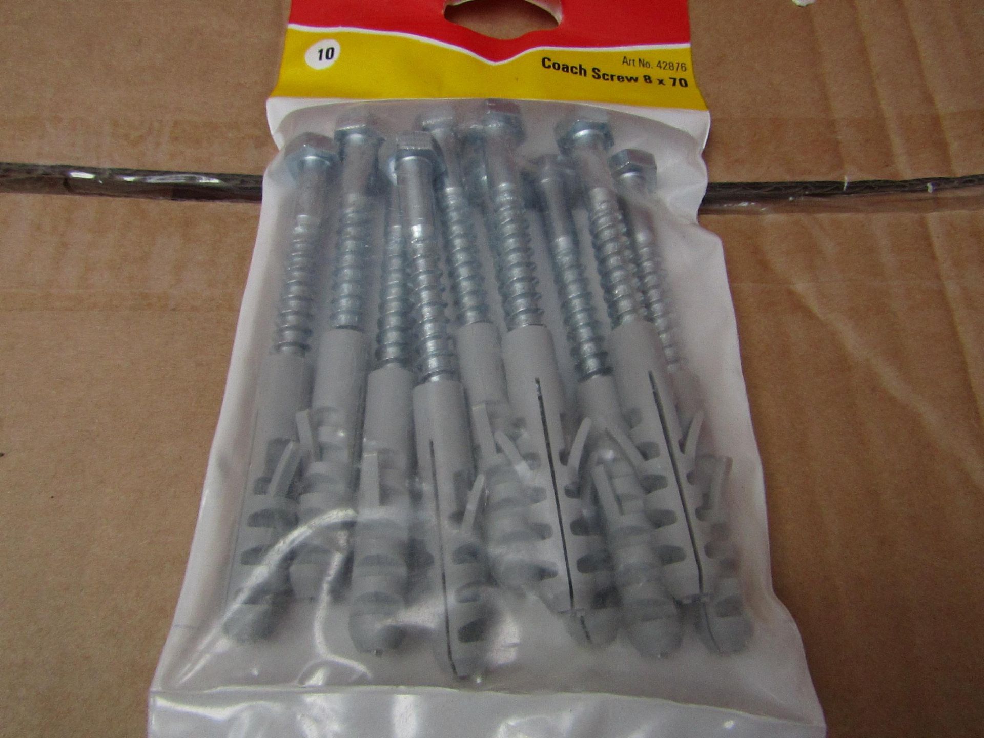 5x Fischer - Coach Screw 8 x 70 (Packs of 10) - New & Packaged.