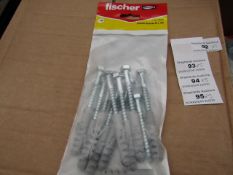 5x Fischer - Coach Screw 8 x 70 (Packs of 10) - New & Packaged.