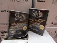 Box of 20x 200g packets of Glamour Effect extra strong Universal wall paper adhesive - New & Boxed.