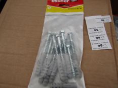 5x Fischer - Coach Screw 8 x 70 (Packs of 10) - New & Packaged.