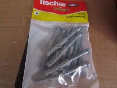 5x Fischer - Coach Screws 6 x 50 (Packs of 10) - New & Packaged.