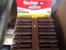 Fischer - Plastic Brown WallPlugs (Approx 200) - Good Condition.