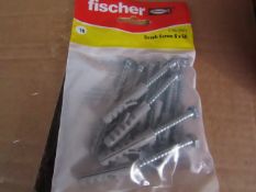 5x Fischer - Coach Screws 6 x 50 (Packs of 10) - New & Packaged.