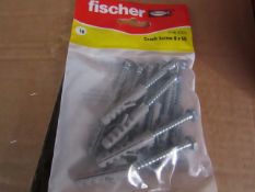 5x Fischer - Coach Screws 6 x 50 (Packs of 10) - New & Packaged.