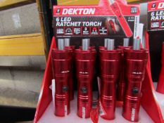 1x Dekton 6 LED ratchet torch with 6 Screw driver Bits in the base - New.