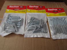 5x Fischer - Coach Screw 6 x 50 (Packs of 10) - New & Packaged.