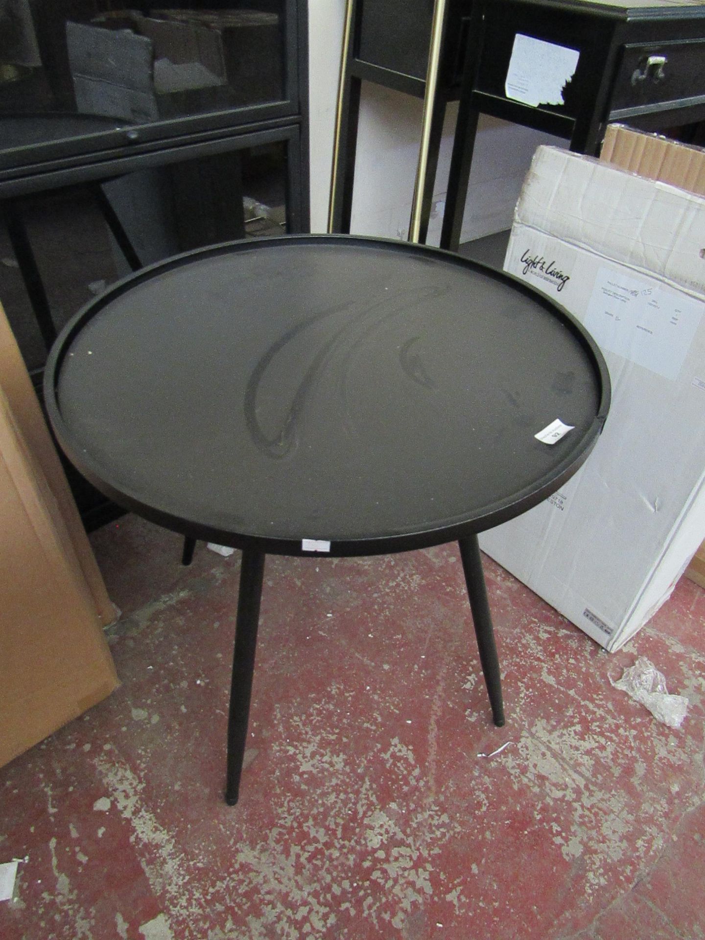 | 1X | COX & COX  INDUSTRIAL BLACK METAL SMALL ROUND SIDE TABLE  | RRP £125 | BOXED | LOOK