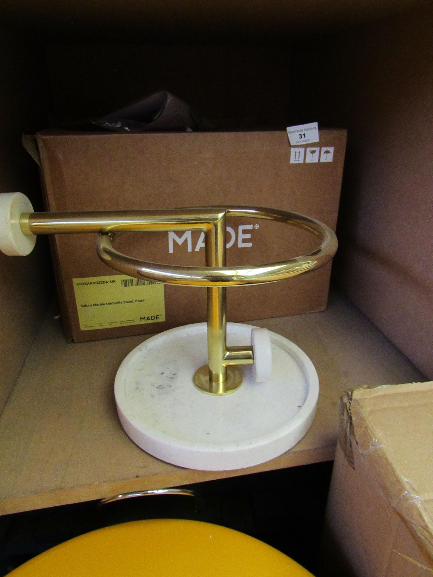 | 1X | MADE.COM SAKARI UMBRELLA STAND BRASS & MATBLE | RRP £100 BOXED  | NO GUARANTEE) |