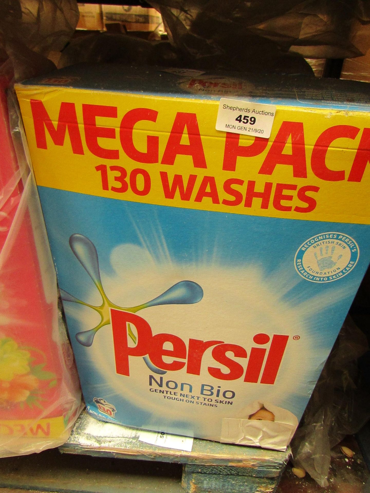 Persil 130 washes Non Bio Washing powder. Box has split but has been repaired