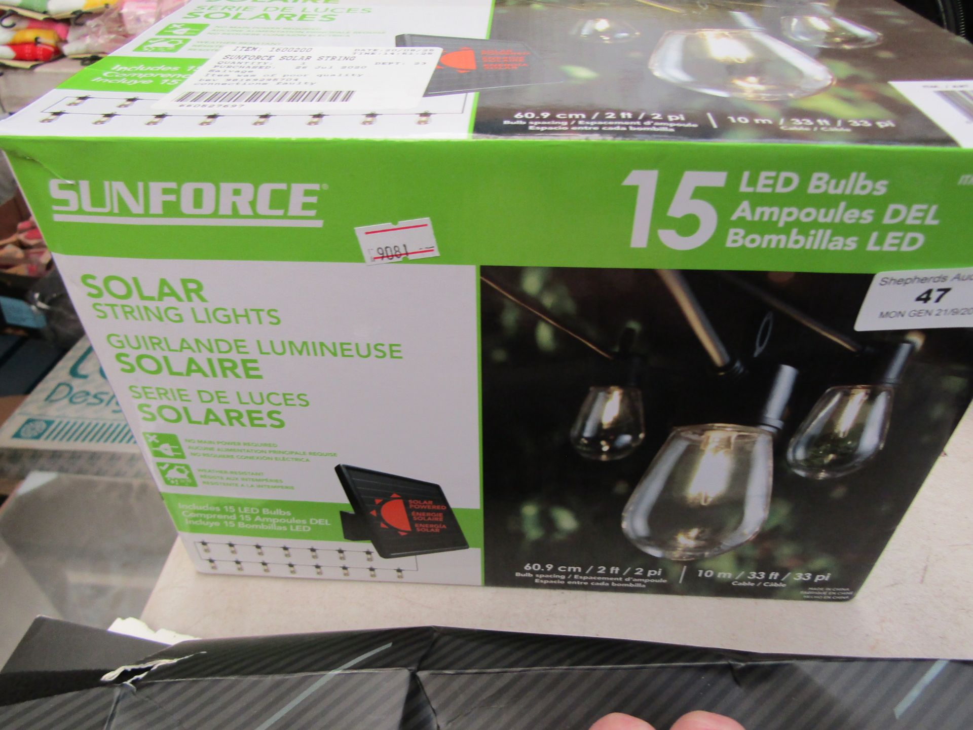 Sunforce Solar 15 LED Bulbs. Boxed but untested