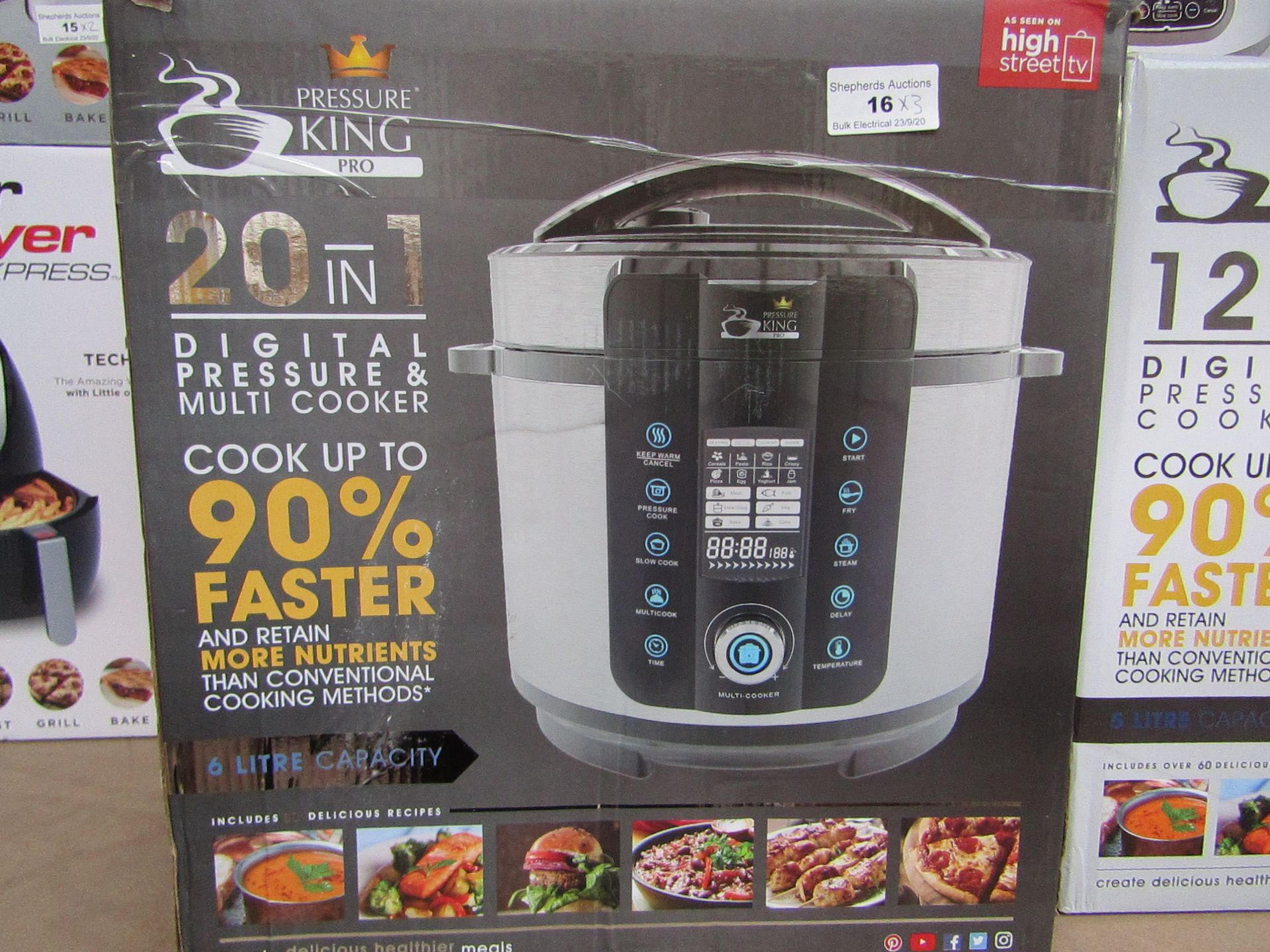 | 3X | PRESSURE KING PRO 20 IN 1 6LTR PRESSURE COOKER | UNCHECKED AND BOXED SOME MAY BE IN NON