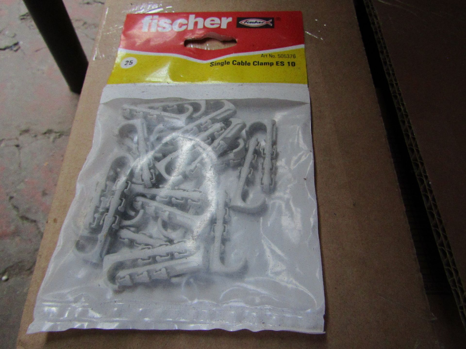 5x Fischer - Single Cable Clamp ES 10 - (Packs of 25) - New & Packaged.