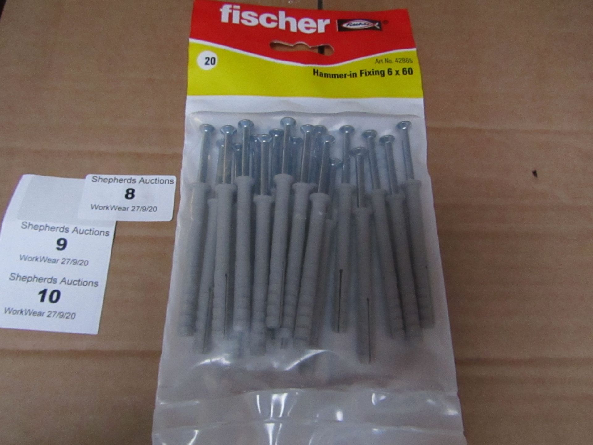 5x Fischer - Hammer- In Fixing 6 x 60 - (Packs of 20) - New & Packaged.