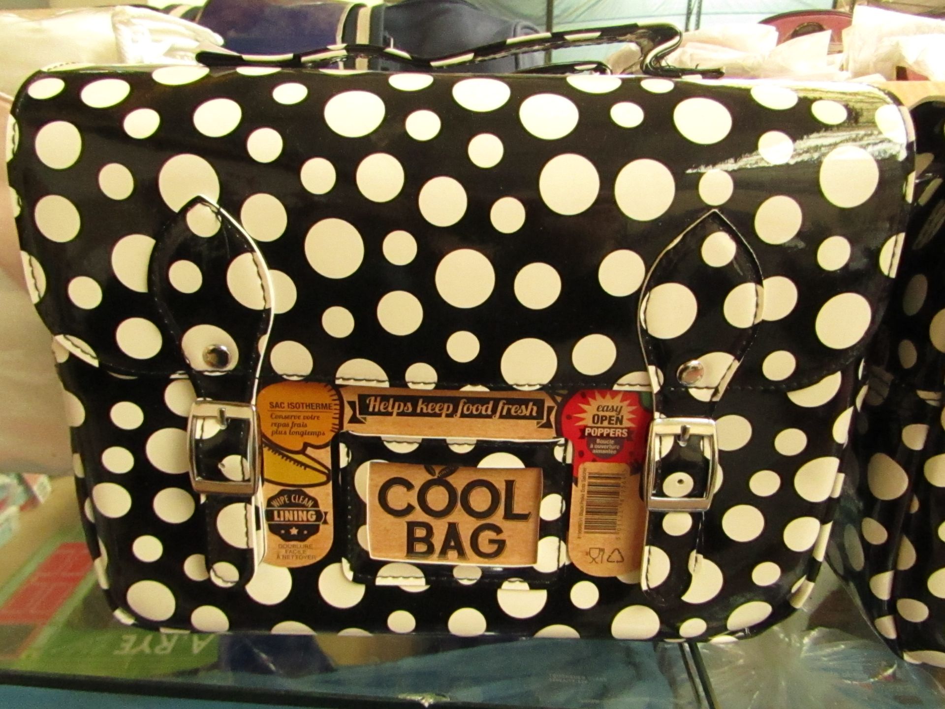 Cool Bag - Easy Open (Pocka Dot Design (Black & White) - All Look New, With Original Tags.