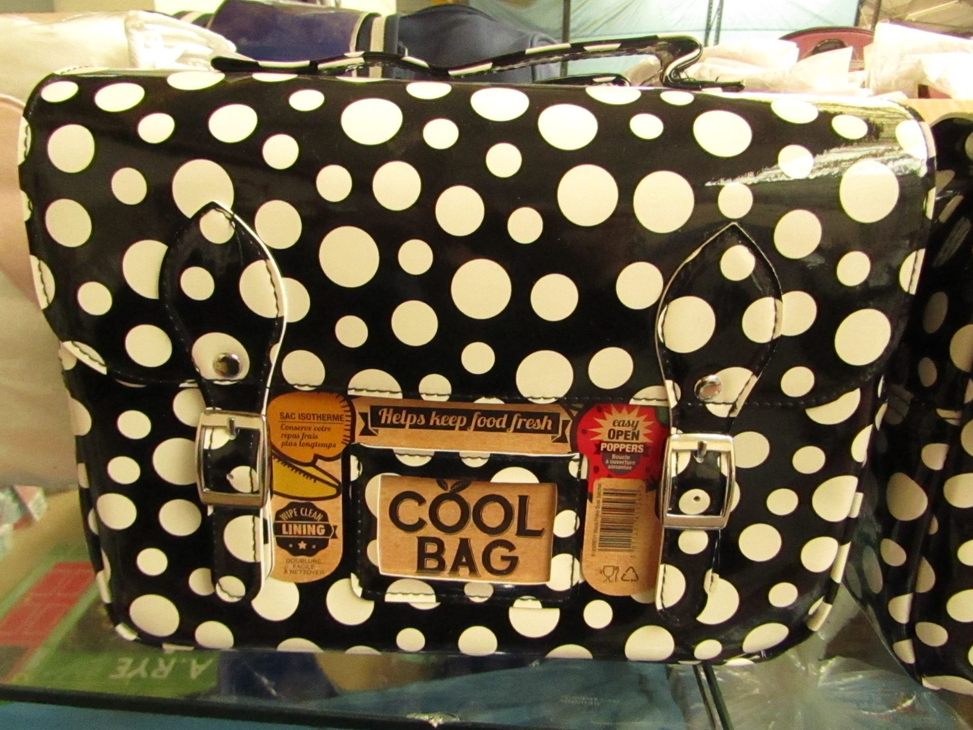 Cool Bag - Easy Open (Pocka Dot Design (Black & White) - All Look New, With Original Tags.